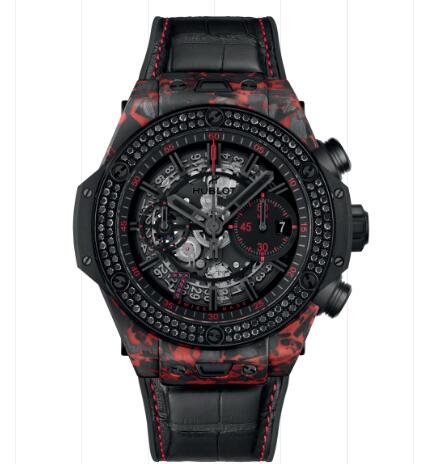 (image for) Hublot Big Bang Unico Red Carbon Black Diamonds Las Vegas Boutique 44 mm Replica Watch 421.QV.1113.LR.1100.LVB23