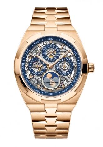 (image for) Vacheron Constantin Overseas Ultra-Thin Perpetual Calendar Pink Gold Skeleton Bracelet Replica Watch 4300V/120R-B642