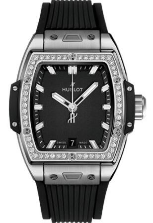 (image for) Replica Hublot Spirit of Big Bang Titanium Diamonds Watch 662.NX.1170.RX.1204 39 mm Black Dial Black Rubber Strap