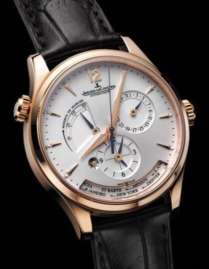 (image for) Replica Jaeger Lecoultre Master Geographic Q1422421 Pink Gold - Alligator BraceletWatch