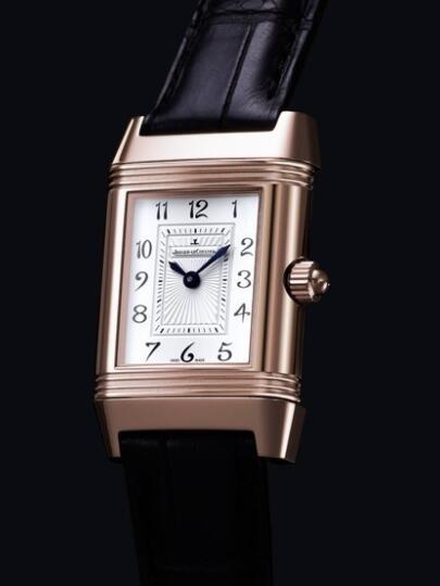 (image for) Replica Jaeger Lecoultre Reverso Duetto Watch Q2662420 Pink Gold - Diamonds - Alligator Strap