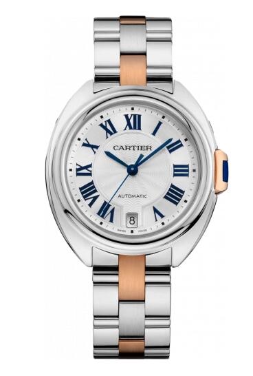 (image for) Replica Cartier Clé de Cartier 35 Stainless Steel Pink Gold Silver Bracelet Watch W2CL0003