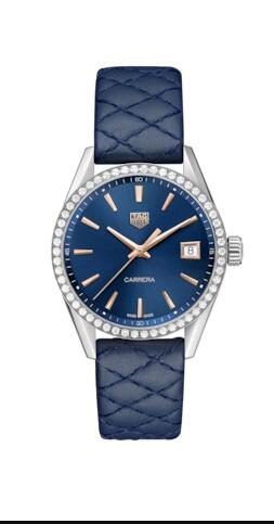 (image for) Tag Heuer Carrera Quartz 36 Stainless Steel Diamond Blue Replica Watch WBK1317.FC8259